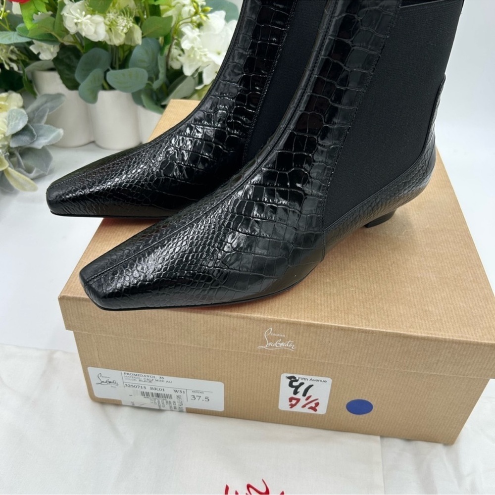 Women’s Christian Louboutin PROMIDAVOL 35 croc effect leather Chelsea boots 37.5 - Picture 12 of 12